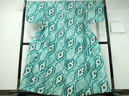平和屋着物∴夏物 浴衣 有松鳴海絞り 立涌花菱文 綿 逸品 CABA0763ng