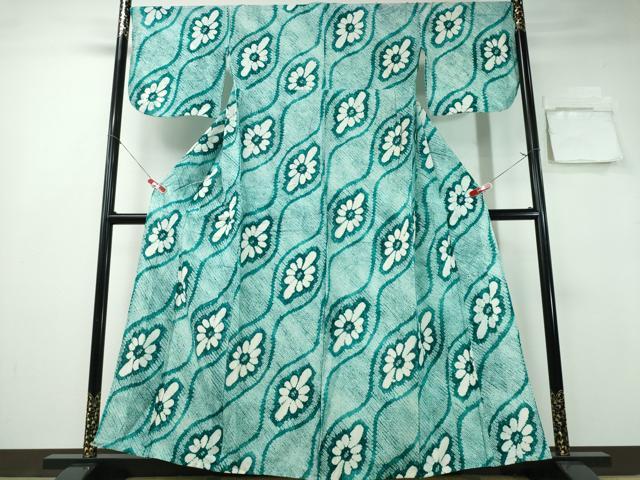 平和屋着物∴夏物 浴衣 有松鳴海絞り 立涌花菱文 綿 逸品 CABA0763ng