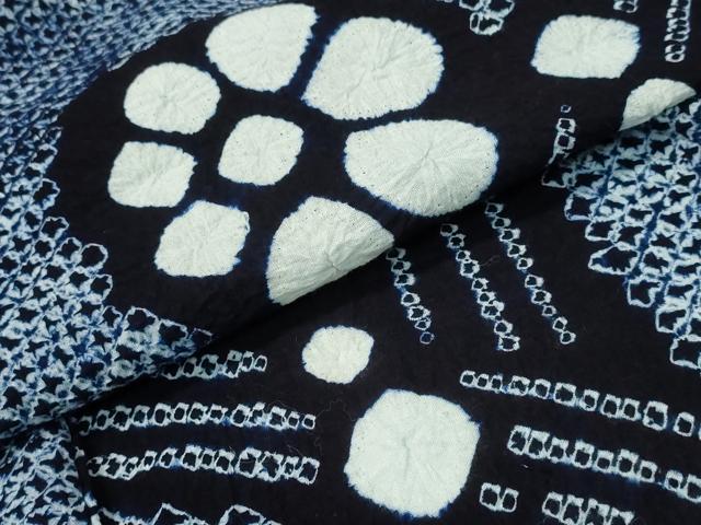平和屋着物∴夏物 浴衣 有松鳴海絞り 枝花文 綿 逸品 未使用 CABA0764ng