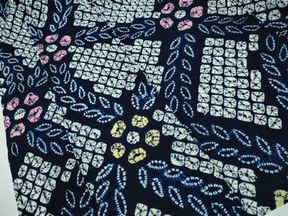 平和屋着物∴夏物 浴衣 有松鳴海絞り 舞葉花文 綿 逸品 CABA0765ng