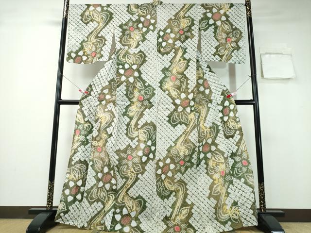 平和屋着物∴夏物 浴衣 有松鳴海絞り 流水舞花文 綿 逸品 未使用 CABA0766ng