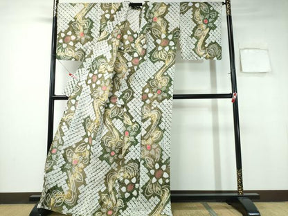 平和屋着物∴夏物 浴衣 有松鳴海絞り 流水舞花文 綿 逸品 未使用 CABA0766ng