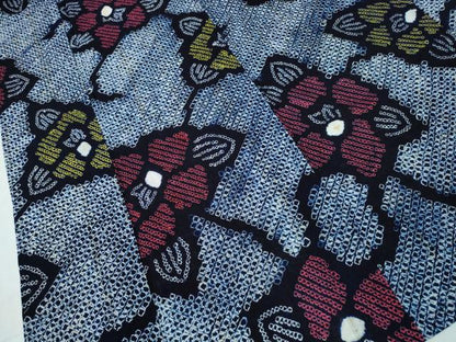 平和屋着物∴夏物 浴衣 有松鳴海絞り 舞花文 綿 逸品 CABA0768ng