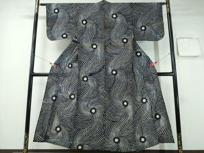 平和屋着物∴夏物 浴衣 有松鳴海絞り 立波文 綿 逸品 CABA0769ng