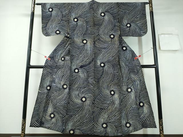 平和屋着物∴夏物 浴衣 有松鳴海絞り 立波文 綿 逸品 CABA0769ng