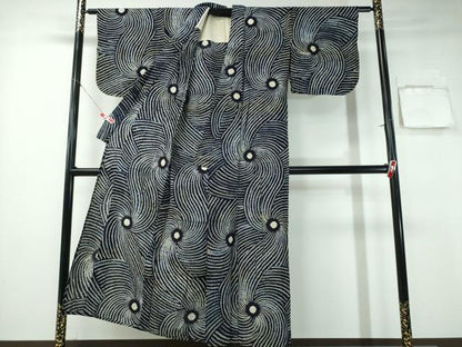 平和屋着物∴夏物 浴衣 有松鳴海絞り 立波文 綿 逸品 CABA0769ng