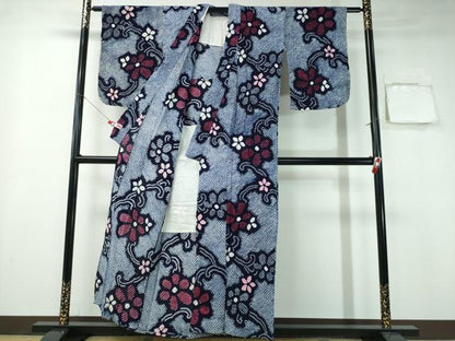 平和屋着物∴夏物 浴衣 有松鳴海絞り 花唐草文 綿 逸品 CABA0770ng
