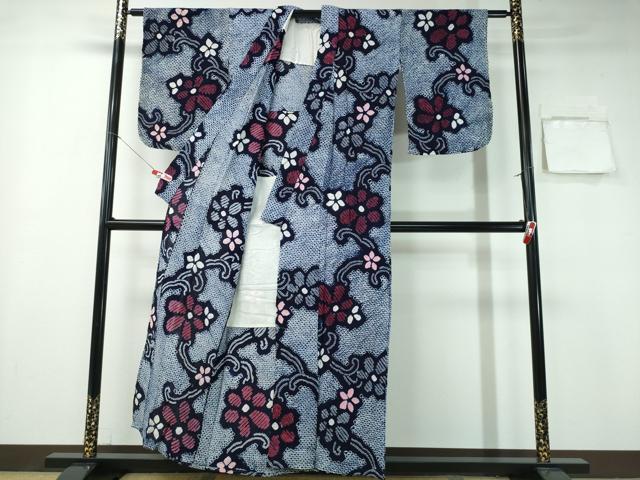 平和屋着物∴夏物 浴衣 有松鳴海絞り 花唐草文 綿 逸品 CABA0770ng