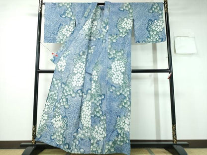 平和屋着物∴夏物　浴衣　有松鳴海絞り　紫陽花　綿　逸品　CABA0771ng