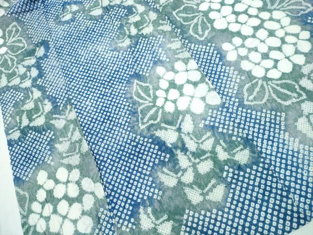 平和屋着物∴夏物　浴衣　有松鳴海絞り　紫陽花　綿　逸品　CABA0771ng