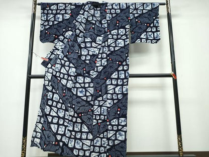 平和屋着物∴夏物 浴衣 有松鳴海絞り 石畳草花文 綿 逸品 CABA0772ng
