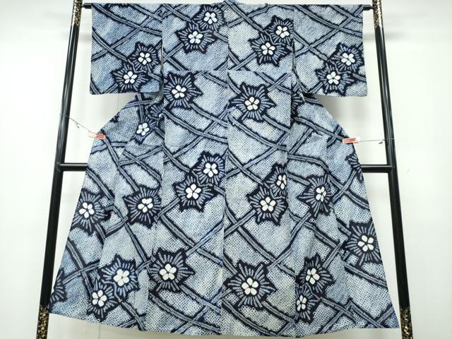平和屋着物∴夏物 浴衣 有松鳴海絞り 舞花文 綿 逸品 CABA0773ng