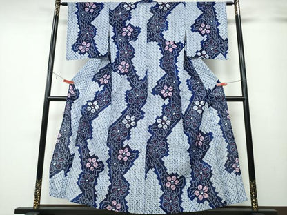 平和屋着物∴夏物 浴衣 有松鳴海絞り 枝椿花文 綿 逸品 CABA0779ng