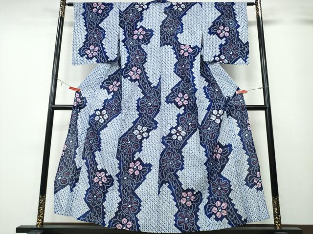 平和屋着物∴夏物 浴衣 有松鳴海絞り 枝椿花文 綿 逸品 CABA0779ng