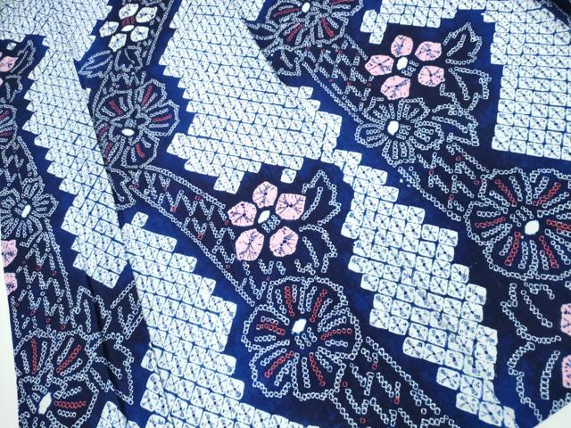 平和屋着物∴夏物 浴衣 有松鳴海絞り 枝椿花文 綿 逸品 CABA0779ng