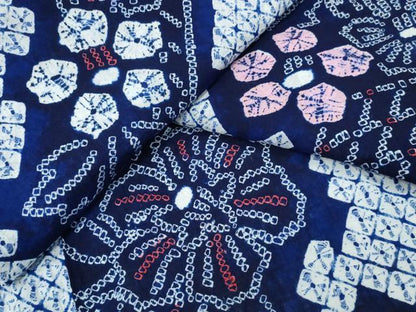 平和屋着物∴夏物 浴衣 有松鳴海絞り 枝椿花文 綿 逸品 CABA0779ng