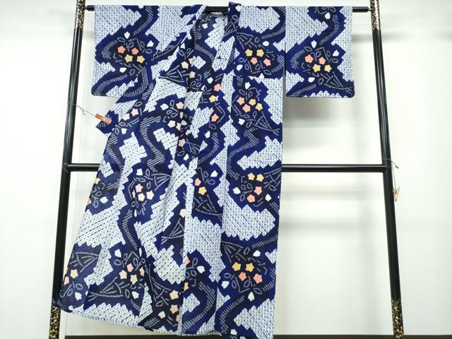 平和屋着物∴夏物 浴衣 有松鳴海絞り 流水花束文 綿 逸品 未使用 CABA0780ng