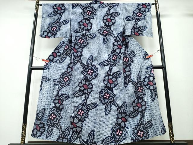 平和屋着物∴夏物 浴衣 有松鳴海絞り 枝花文 綿 逸品 CABA0782ng