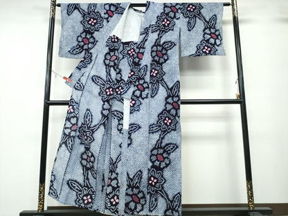 平和屋着物∴夏物 浴衣 有松鳴海絞り 枝花文 綿 逸品 CABA0782ng