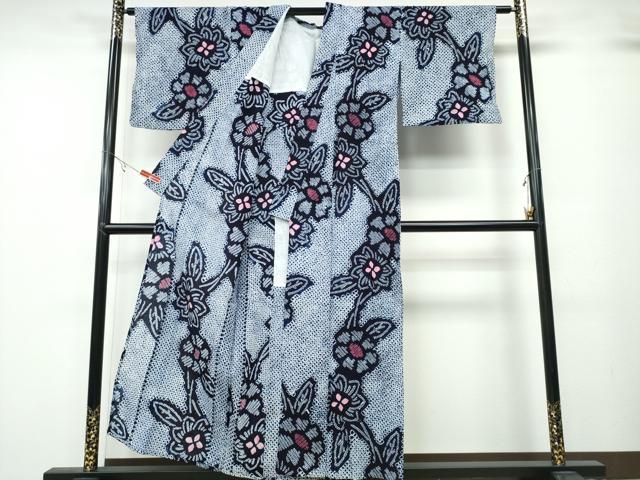 平和屋着物∴夏物 浴衣 有松鳴海絞り 枝花文 綿 逸品 CABA0782ng