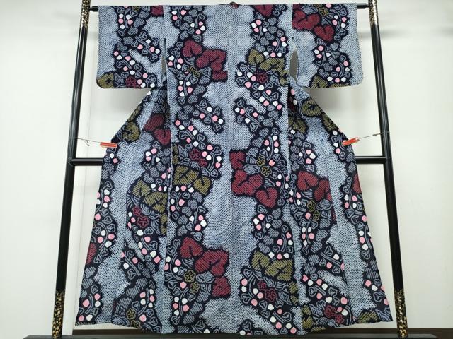 平和屋着物∴夏物 浴衣 有松鳴海絞り 桐花文 綿 逸品 CABA0784ng