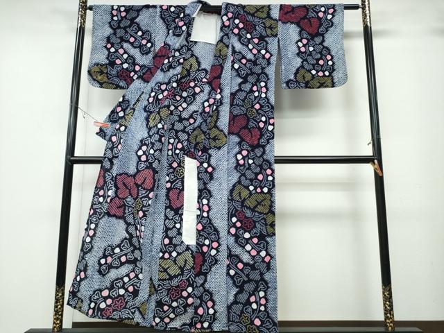平和屋着物∴夏物 浴衣 有松鳴海絞り 桐花文 綿 逸品 CABA0784ng