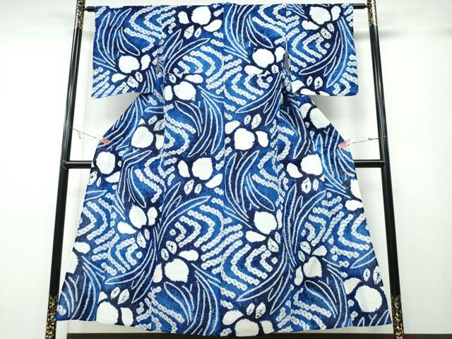 平和屋着物∴夏物 浴衣 有松鳴海絞り 杜若 綿 逸品 CABA0785ng