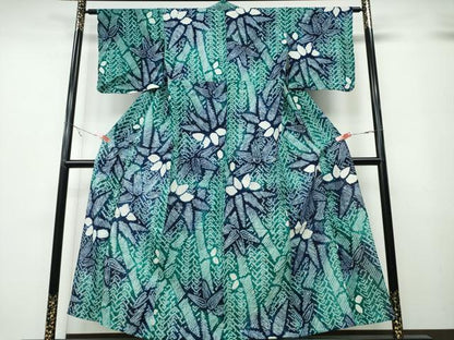 平和屋着物∴夏物 浴衣 有松鳴海絞り 笹竹文 綿 逸品 CABA0786ng