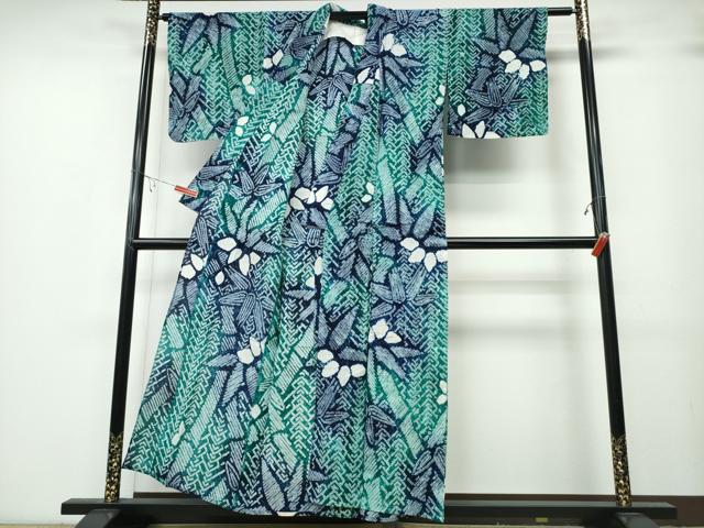 平和屋着物∴夏物 浴衣 有松鳴海絞り 笹竹文 綿 逸品 CABA0786ng