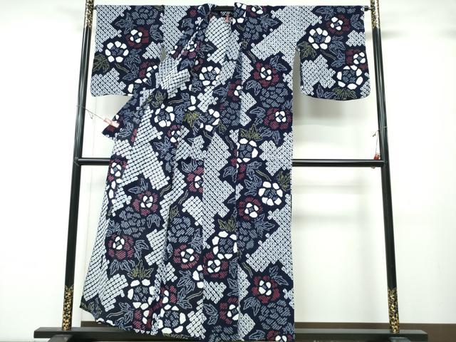 平和屋着物∴夏物 浴衣 有松鳴海絞り 枝牡丹 綿 逸品 CABA0788ng
