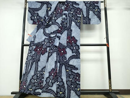 平和屋着物∴夏物 浴衣 有松鳴海絞り 草花文 綿 逸品 CABA0789ng