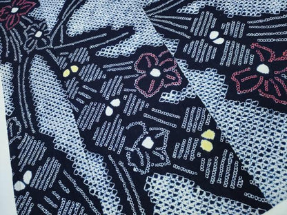 平和屋着物∴夏物 浴衣 有松鳴海絞り 草花文 綿 逸品 CABA0789ng