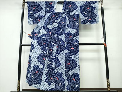平和屋着物∴夏物 浴衣 有松鳴海絞り 流水花文 綿 逸品 CABA0790ng