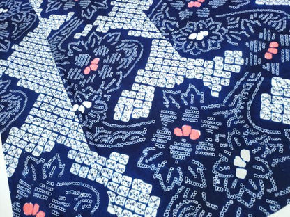 平和屋着物∴夏物 浴衣 有松鳴海絞り 流水花文 綿 逸品 CABA0790ng