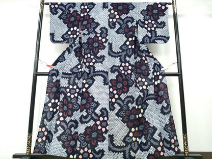 平和屋着物∴夏物 浴衣 有松鳴海絞り 花唐草文 綿 逸品 CABA0797ng