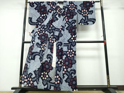 平和屋着物∴夏物 浴衣 有松鳴海絞り 花唐草文 綿 逸品 CABA0797ng