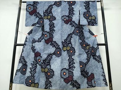 平和屋着物∴夏物 浴衣 有松鳴海絞り 枝菊文 綿 逸品 CABA0798ng