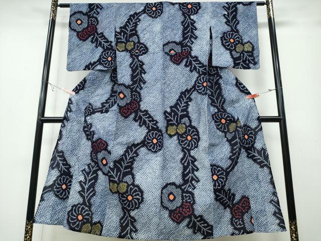 平和屋着物∴夏物 浴衣 有松鳴海絞り 枝菊文 綿 逸品 CABA0798ng