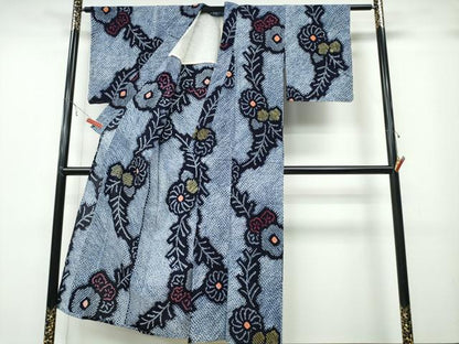 平和屋着物∴夏物 浴衣 有松鳴海絞り 枝菊文 綿 逸品 CABA0798ng