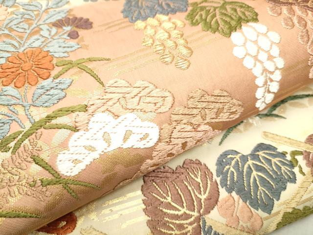 平和屋着物●六通柄袋帯　唐織　葡萄蔦の葉文　金糸　正絹　逸品　CABA0817hy
