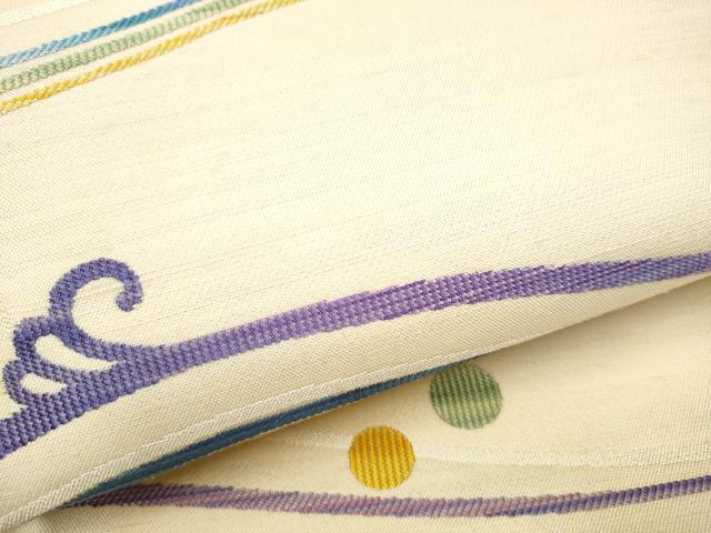 平和屋着物▽スリーシーズン　春夏秋　六通柄袋帯　立波丸文　正絹　逸品　未使用　CABA0820hy