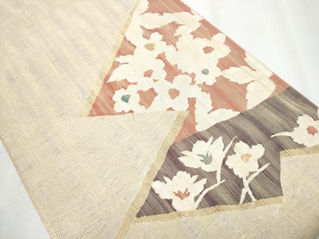 平和屋着物▽スリーシーズン 春夏秋 太鼓柄袋帯 切嵌花文 金糸 正絹 逸品 CABA0828hy