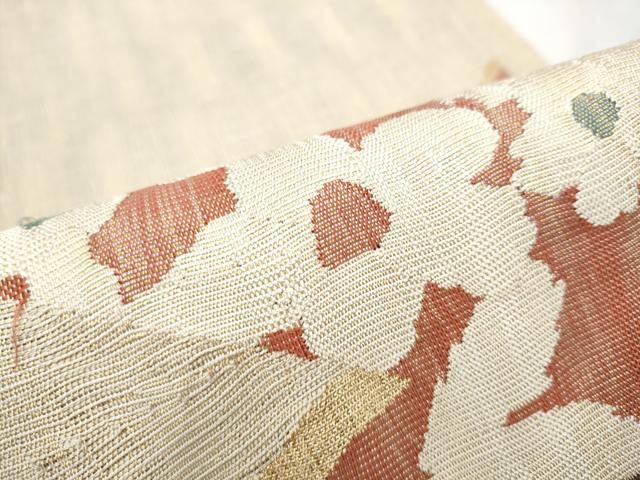 平和屋着物▽スリーシーズン 春夏秋 太鼓柄袋帯 切嵌花文 金糸 正絹 逸品 CABA0828hy