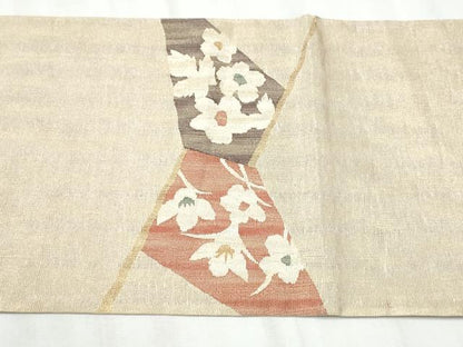 平和屋着物▽スリーシーズン 春夏秋 太鼓柄袋帯 切嵌花文 金糸 正絹 逸品 CABA0828hy