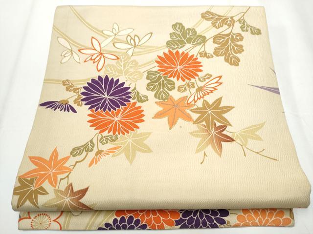 平和屋着物●アンティーク 大正ロマン 丸帯 駒刺繍 草花文 正絹 逸品 CABA0830hy