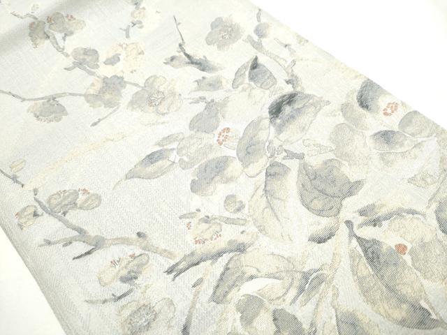 平和屋着物●西陣　岡文織物謹製　スリーシーズン　春夏秋　全通柄袋帯　枝花文　正絹　逸品　CABA0836hy