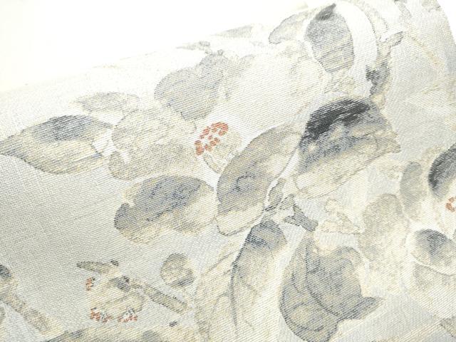 平和屋着物●西陣　岡文織物謹製　スリーシーズン　春夏秋　全通柄袋帯　枝花文　正絹　逸品　CABA0836hy