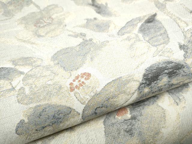 平和屋着物●西陣　岡文織物謹製　スリーシーズン　春夏秋　全通柄袋帯　枝花文　正絹　逸品　CABA0836hy