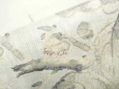 平和屋着物●西陣　岡文織物謹製　スリーシーズン　春夏秋　全通柄袋帯　枝花文　正絹　逸品　CABA0836hy