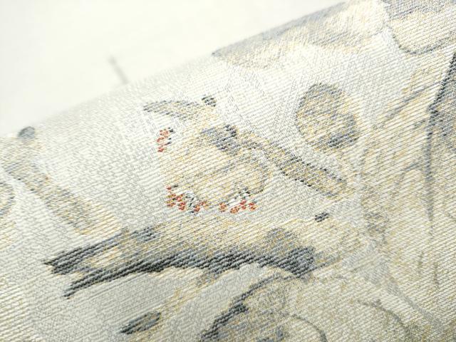 平和屋着物●西陣　岡文織物謹製　スリーシーズン　春夏秋　全通柄袋帯　枝花文　正絹　逸品　CABA0836hy